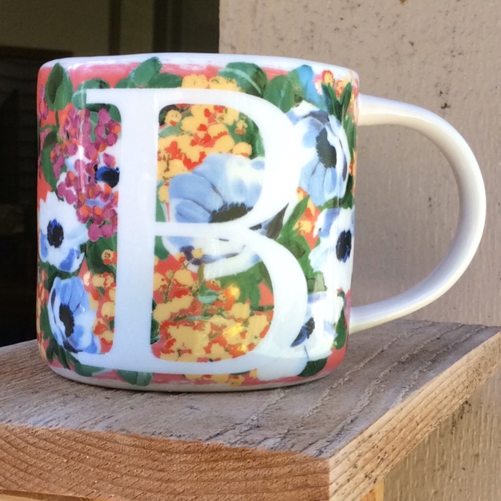 Anthropologie mug  monogram “B”. Floral